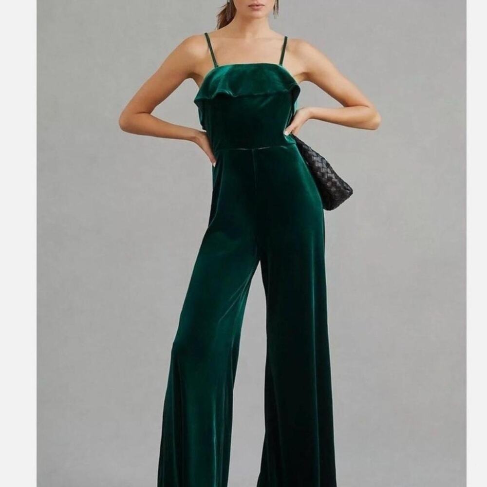 Corey Lynn Catter Emerald Green Velvet Jumpsuit from Anthropologie